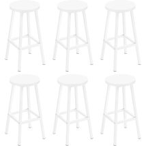 Klihome 6x Taburetes De Bar, Taburete De Bar Con Patas Reposapiés, Taburete Sin Respaldo Para Cocina, Comedor Y Bar, Blanco