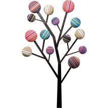 Kare - Design Appendiabiti Bubble Tree, Forma Albero, Multicolore, 111x65x7cm, 6 Ganci Ornamentali Tipo Bottoni
