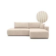 Canapé D'Angle Max Réversible Et Convertible 5 Places Alya En Velours Côtelé - Beige