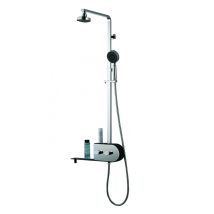 Colonna Doccia Inox 150 cm – Soffione Nebbia e Pioggia Tropicale – Acciaio Inox e Alluminio – Altezza Regolabile 1-1,5 m