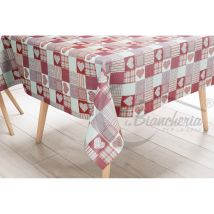 Tovaglia Lima In Tela Cerata Plastificata Lavabile Idrorepellente In Pvc Cuore Rosso Made In Italy Cm.140x400