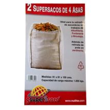 Nuditex - Saco Supersaco Rafia Escombro 4 Asas 1.000 Kg 90x90x90 (2 U)