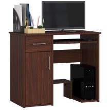 Abamihome - Pc-schreibtisch Akord Jay In Der Farbe Wenge Schublade Und 3 Ablagen B90 X H74 X T50 Cm