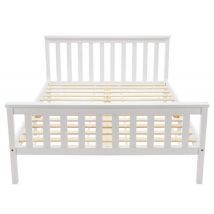 Gutent - Letto Bianco In Legno Massiccio Con Testiera E Rete A Doghe, Letto Junior In Pino Massiccio - 140 X 200 Cm