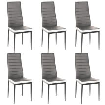 Sillas de comedor modernas – 6 unidades – Cuero sintético gris y blanco – Diseño elegante y resistente – Ideal para cocina y salón