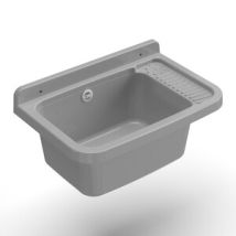 Lavatoio Resina A Parete 50x35 Cm C/sifone Cemento