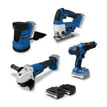 Pack D'Outils 18v - Hyundai Hpack18v4 - Perceuse + Meuleuse + Scie Sauteuse + Ponceuse