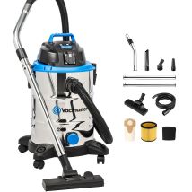 Vacmaster Vq1530sfdc Aspirateur Eau Et Poussière, Fonction Soufflerie Aspirateur, Acier Inoxydable Industriel Aspirateur Avec & Sans Sac 1500w 30l