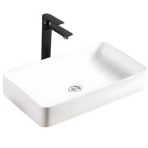 Rea – Lavabo da Appoggio Ceramica Sanitaria Bianco 615mm x 350mm x 110mm – Garanzia 24 mesi
