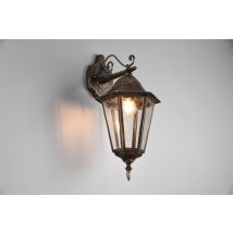 Mella Applique Da Esterno Down 6 Lati Fusione Di Alluminio Ruggine E Vetro Trasparente H. 51cm Ip44 4 1 Luce Attacco E27