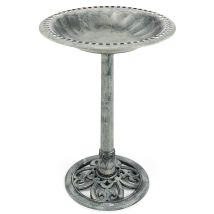 Christow – Rustic Bird Bath – Weather-Resistant Polypropylene Resin – H60cm x W43cm x D43cm – 4-Litre Capacity – Easy Assembly