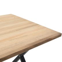 Box Furniture - Mesa Comedor Pata X Eco 160x80x75cm Negra En Madera Maciza De Pino Acabado Vintage Estilo Industrial