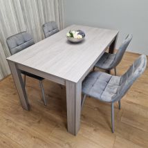 Kosy Koala - Dining Table And 4 Chairs Grey 4 Grey Velvet Chairs Wood Dining Set Furniture