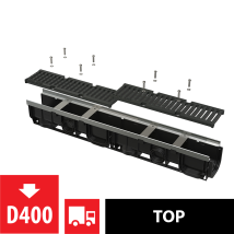 Alcadrain Caniveau De Drainage 100 Mm Avec Cadre En Métal, Grille En Fonte