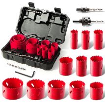 Sega A Tazza Bi-metallica Hychika 17 Pcs Seghe Per Trapano, Con 13 X Lame Per Sega: 19mm-68mm, 3 X Punte A Forare, 2 X Mandrini, 1 X Chiave Esagonale