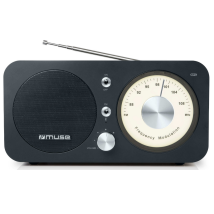 Muse – Radio portátil analógica negra M 095 BT – Bluetooth, FM, 5W, 10m alcance, batería recargable, dimensiones 230x120x133mm