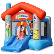 Castello Gonfiabile Per Bambini Tappeto Con Scivolo Feste Compleanno Motore Aria