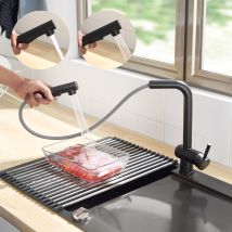 Rubinetto Da Cucina, Girevole A 360°, Beccuccio Estraibile Con 2 Modalità Di Spruzzatura, Miscelatore Monocomando Ad Alta Pressione, In Acciaio Inox -