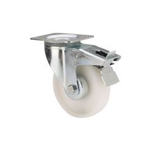 Alex - Roulette Pivotante De Polyamix Avec Plaque, Axe Lisse Et Frein, Couleur Blanche, Charge Max. 150 Kg, Ø 10 Cm