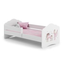 Letto Per Bambini Fala Con Ringhiera 140x70 Ragazza Con Unicorno