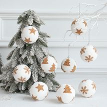 Mimiy - 9 Pcs Star Print Christmas Bauble, Home Party Decorations, 8cm Styrofoam Christmas Baubles, Decorated Christmas Baubles