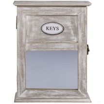 LGVSHOPPING – Boîtier Range-clés en bois avec miroir – Armoire à clés – Matières, Nombre de clé(s), Hauteur, Longueur