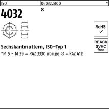 Sechskantmutter Iso 4032 M 18 X 2,5 Stahl Blank 100 Stk