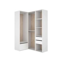 Vestidor De Rincón Reus 2 Cajones, Zapatero Y Trasera Reversible En Blanco/natural, 204.5cm(alto) 105cm(ancho) 124.5cm(fondo).