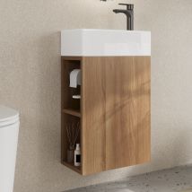 Deervalley Bathroom Vanity Unit With Basin 410mm, Under Sink Bathroom Storage Cabinet Wood, Wall Hung Cloakroom Bathroom Sink