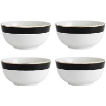 Mikasa Luxe Deco Schalen De Müsli De Porzellan, Set De 4 Runde Schalen Mit Muster Art Deco, 21cm, Schalen De Suppe Für 4 - Geschenkverpackt Und 