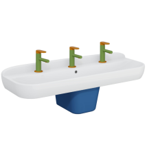 Lavabo Infantil Vitra Sento Kids 125 Cm + Tapa De Sifón + Mezclador De Lavabo Vitra Sento Kids Amarillo Y Verde