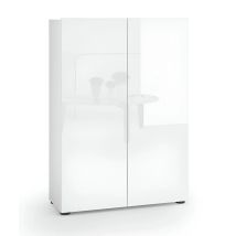 Scarpiera 2 Ante 80x34x114h Cm Bianco Lucido Per Ingresso