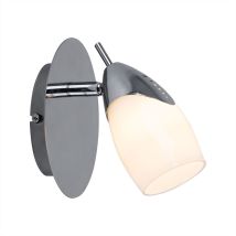 Esto - Led Wandleuchte Wandspot Wandlampe Flurleuchte Wohnzimmerleuchte, Beweglicher Spot, Metall Silber Lackiert, H 19 Cm