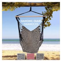 URBN-GARDEN – Striped Fabric Hammock Chair – 60% Cotton, 40% Polyester – 120kg Capacity – 90cm Width