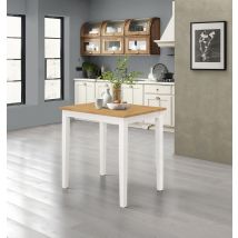 Hallowood Furniture - Ledbury Small Dining Table In Light Oak Top And White Painted Base, White Wooden Kitchen Table, Perfect For Home, Kitchen & Café