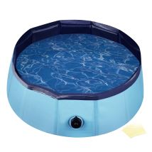 Fudajo - Piscina Para Perros 80 X 30 Cm Plegable Y Antideslizante Material Resistente De 3 Capas Fácil Drenaje Y Almacenamiento Ideal Como Área De 