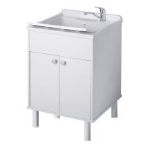 Waschbecken Mit Schrank Aus Pvc Weiss 60x50 Cm Mod. Garden