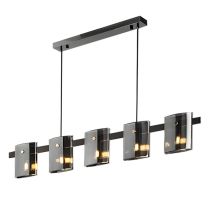 Toolight – Pendelleuchte APP1706-5CP – Glas, Metall – 5 Leuchtpunkte – Höhenverstellung – Schwarz, Grau