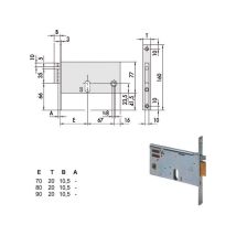 Cerradura eléctrica V12 para puertas de aluminio – Autoblocante – Caja 77 – Frontal 20x160