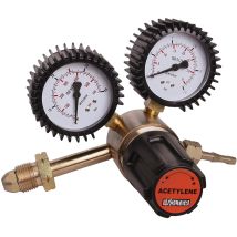 Manorreductor R25 Acetileno – Latón mecanizado – Presión máxima entrada 25 bares – Presión máxima salida 1,6 bares – Conexiones G5/8 LH y G3/8 LH