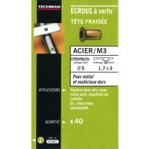 40 M3 Stahl-quetschmuttern Mit Senkkopf Techman