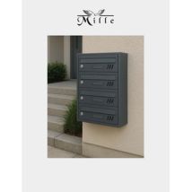 Boîte Aux Lettres Cassetta Condominio Sofia 4 Postes Antracite – Acier 6mm – Résistante Aux Intempéries – Serrure À Cylindre – Fixation Murale – Mille