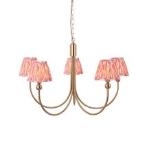 Endon Santiago Suspension En Laiton Vieilli Brossé Avec Abat-jour En Tissu Ikat Rose Corail 16 Cm 5 X B22