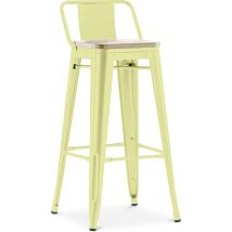 Taburete De Bar Con Respaldo - Diseño Industrial - Madera Y Acero - 76cm - New Edition - Stylix