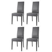 T M C S - Tommychairs 4 Glory Chairs In Beech, Dark Grey Faux Leather Seat