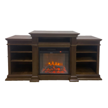 Camino Eléctrico De Suelo Para Chimenea Biden En Madera Nogal L179 X P48 X H80,6