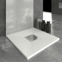 Plato De Ducha Resina Slate Blanco 70x90 Cm Rejilla Acero Inox.