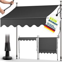 Tillvex - Balkonmarkise 400 Cm Anthrazit Gelenkarm Markise Klemmmarkise Sonnenmarkise Balkon Ohne Bohren
