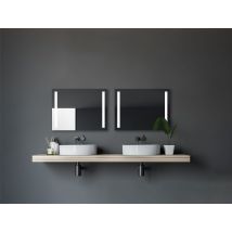 Badspiegel Mit Beleuchtung Talos Light - Badezimmerspiegel 80 X 60 Cm - Mit Hinterleuchteten Lichtausschnitten - Lichtfarbe Neutralweiß