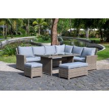Mint Essentials Palma Corner Outdoor Rattan Garden Lounge Set – 9 Seater - Grey